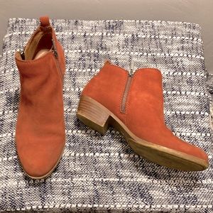 Burnt orange nubuck booties 1” heel